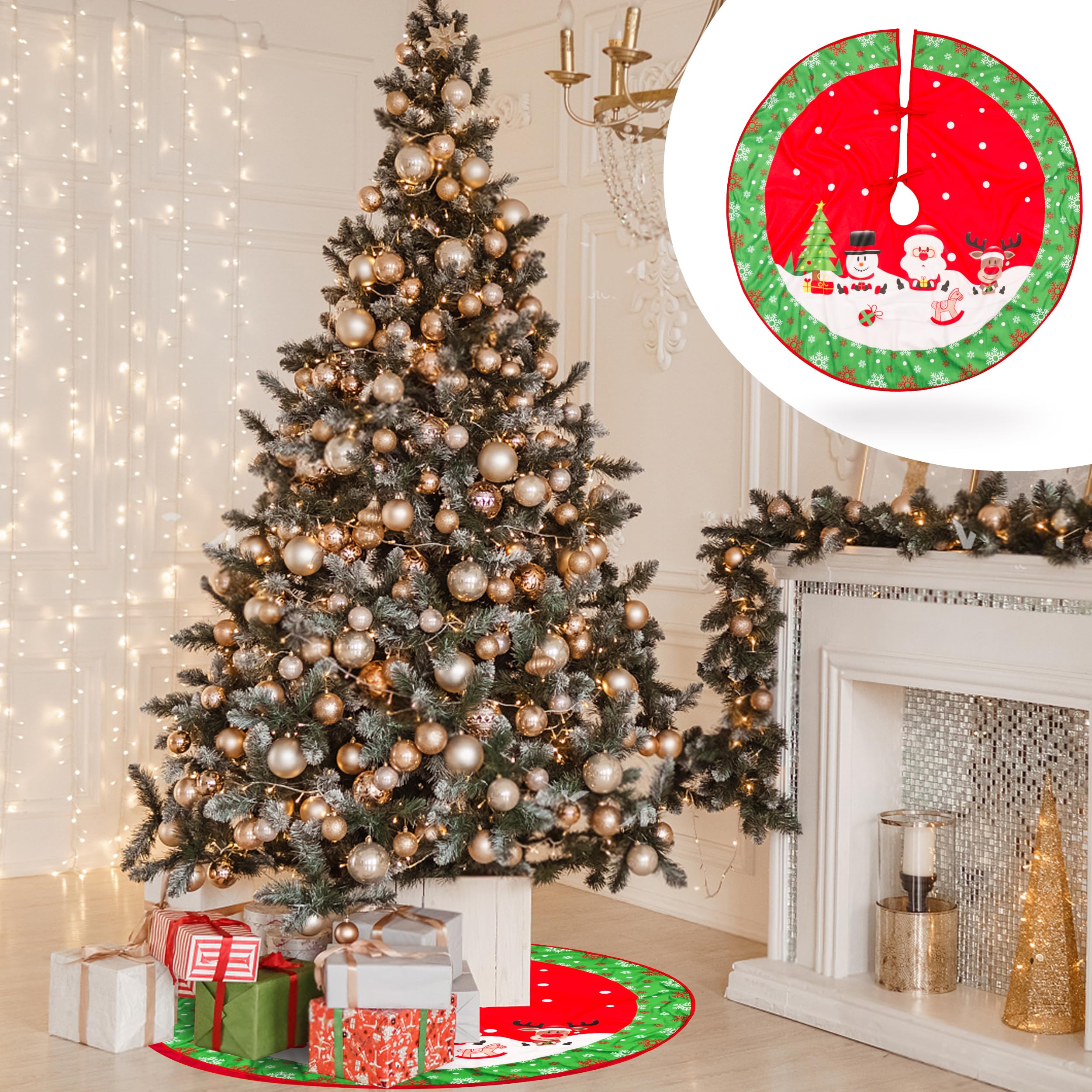 Amazon.co.jp: UNIMEIX 48インチ クリスマスツリースカート 赤と緑